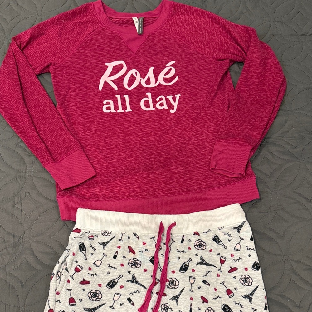 SET! Rosé All Day Women's Pajamas - Pink and Tan -size S